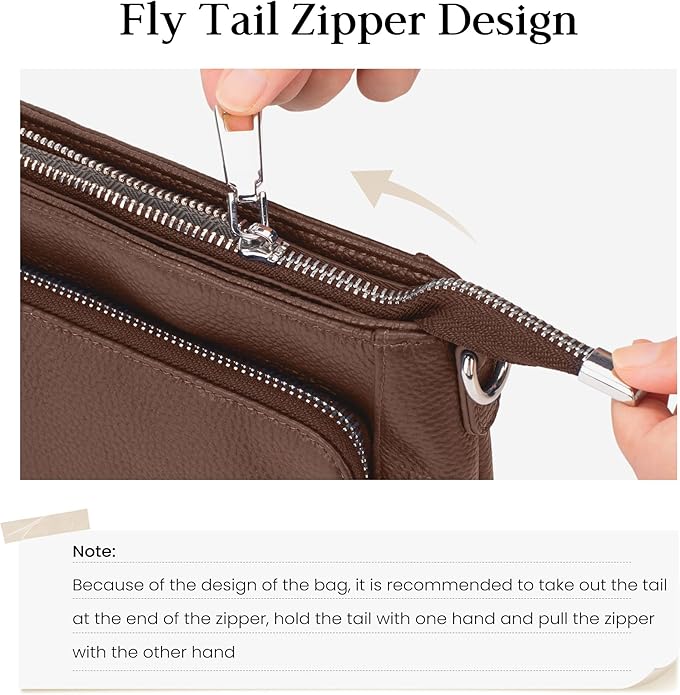 befen Anti Theft Genuine Leather Crossbody Bags for Women Handbags and Shoulder Basg with Built in Wallet RFID Leather Purse