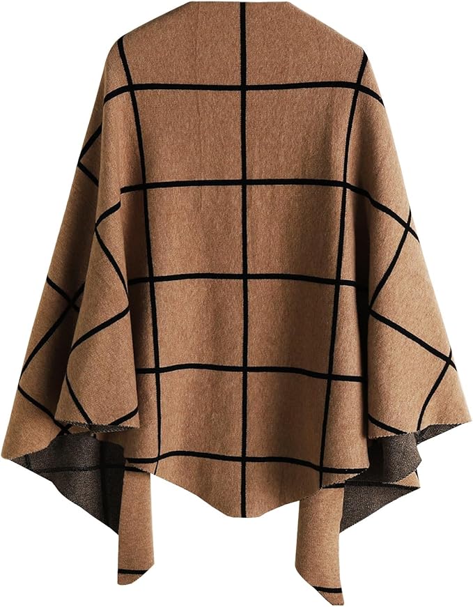iWoo Women Soft Shawl Wraps kintted Open Front Poncho Sweater for Spring Fall Winter