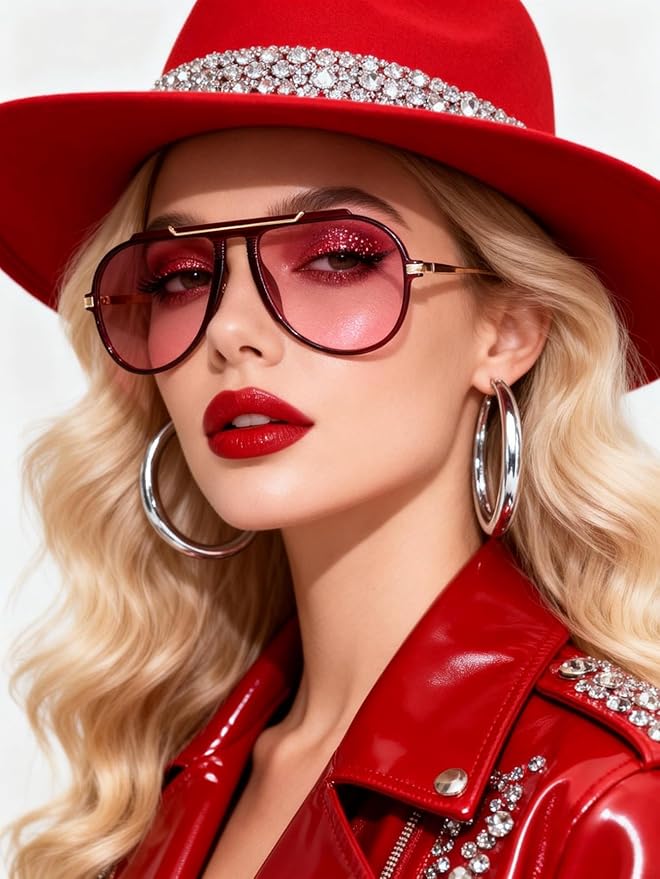 Oversized Aviator Sunglasses for Women Men 2026 70s Retro Gold Metal Sun Glasses Tangle Free Square Aviators