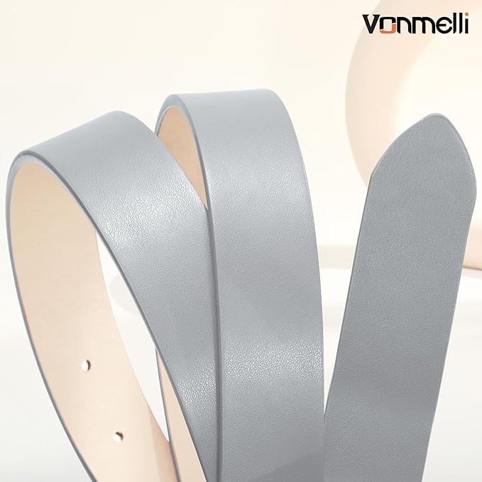 VONMELLI Women Leather Belt for Pants Jeans Dresses Ladies Belts with Fashion Gold Silver Buckle