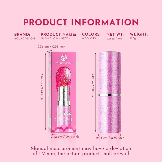 YOUNG VISION Glam Glow Lipstick 3-Piece Set – Shimmering, Chameleon Effect Lipsticks – Long-Lasting Color Shift, Micro-Shimmer, Hydrating Formula – 3 Colors Set for a Glowing Lip Look