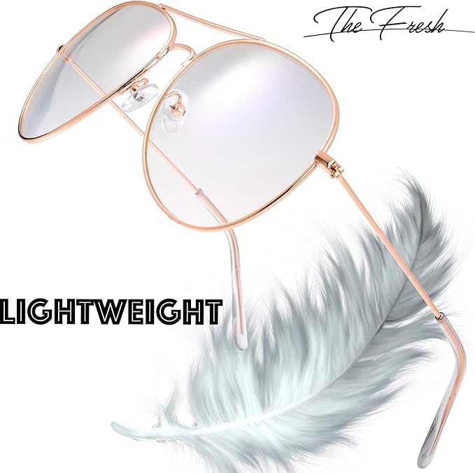 The Fresh Classic Aviator Frame Light Color Lens XL Oversized Sunglasses Gift Box