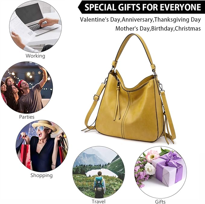 Realer Hobo Crossbody Bags for Women Designer Faux Leather Hobo Handbags Retro Large Size Shoulder Bag Bucket Purse