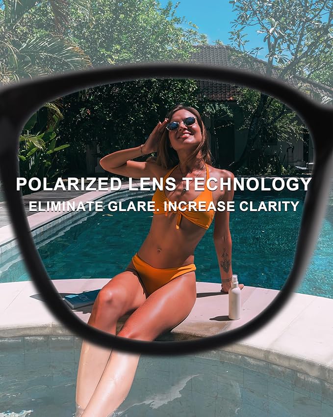 FIMILU 2 Packs Sunglasses for Women Polarized UV400 Protection Lens Big Frame Fashion Glasses Trendy Stylish Shade