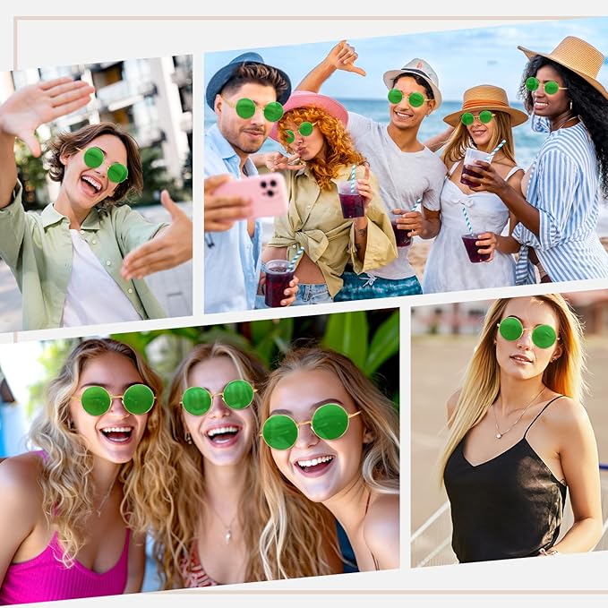CHRORINE Hippie Sunglasses Round 70s Retro Glasses for Women Men Party Accessory Festival Fashion Vintage Sunglasses