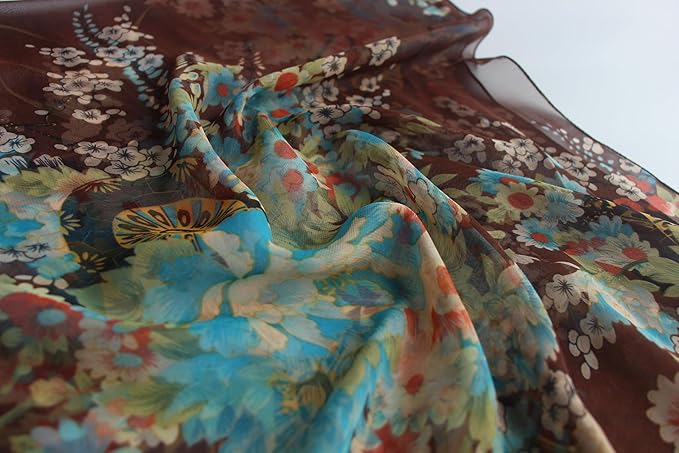 Pokeedioty Scarfs for Women Lightweight Fashion Scarves Elegant Floral Pattern Sheer Scarfs