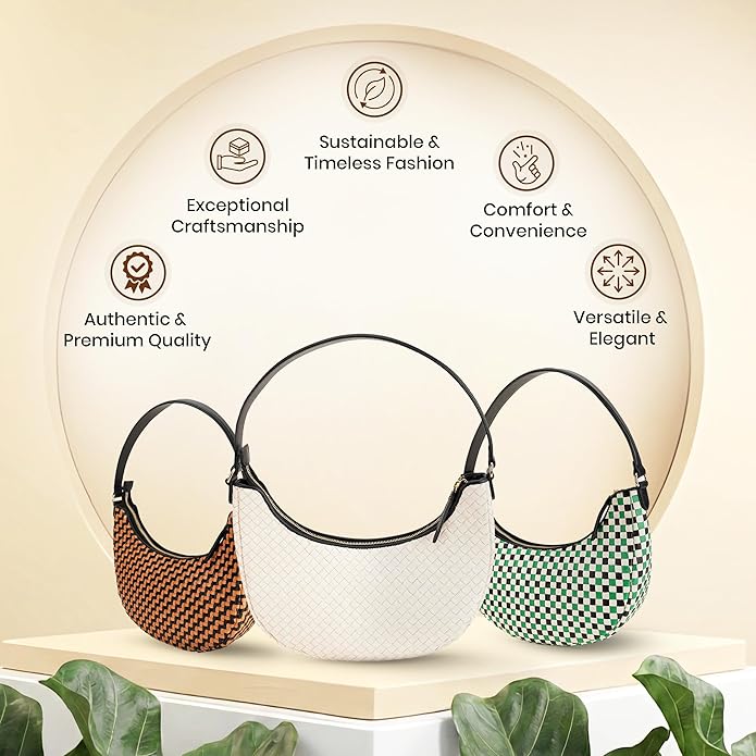 Handmade Woven Genuine Leather Bag, Premium Quality, Crossbody Purse & Hobo Handbag, Diagonal Pattern, 11.81x3.94x9.06 Inches
