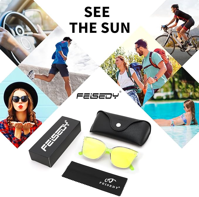 FEISEDY Oversized Polarized Sunglasses - UV400 Protection, Square Fashion Sun Glasses for Outdoor & Daily B2600