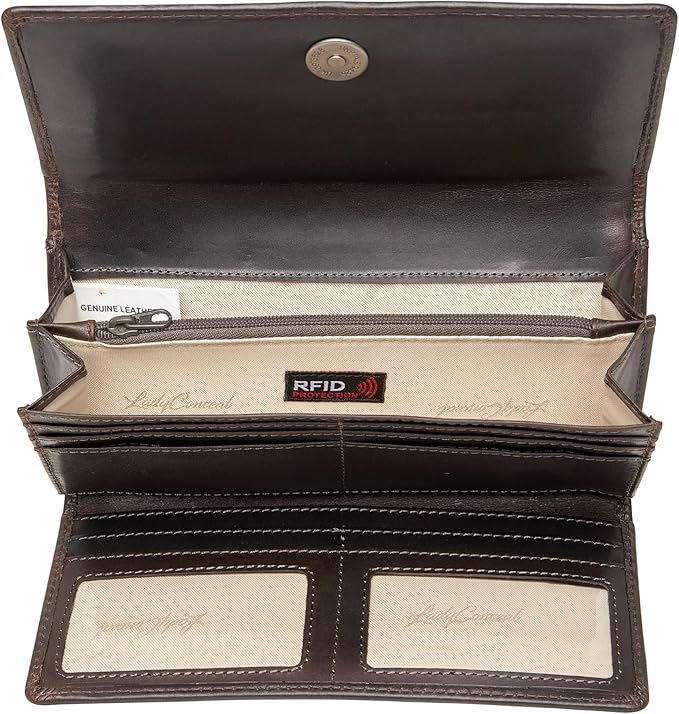 Lady Conceal Hope Rfid Leather Laced Wallet (Gray)