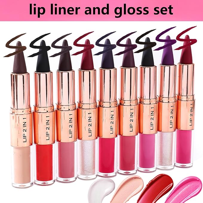 Grape Purple Lip Liner and Liquid Lipstick Set,Lip Kit with Lip Liner and Gloss, lip combo sets for black women,High Pigmented Lip Kits Long Lasting Waterproof Matte Lipstick Lip Combo Makeup #2