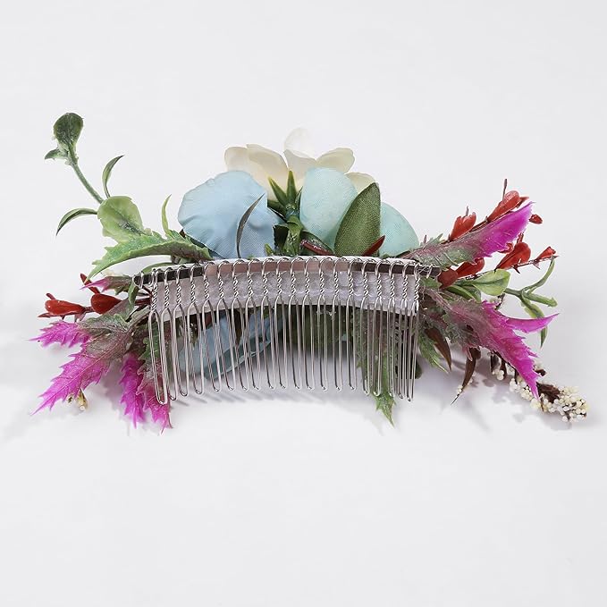 Flower Hair Clip for Women - Elegant Hair Accessory for Wedding, Party & Daily Wear (Aqua Blue)