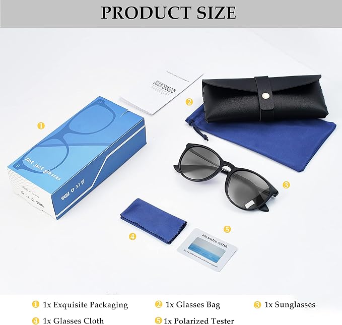 Vintage Round Polarized Sunglasses for Women Men Classic Retro Trendy Designer Style Sun Glasses UV400 Protection