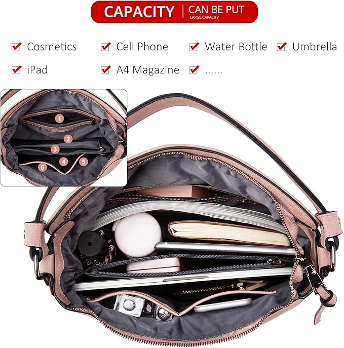 Realer Hobo Crossbody Bags for Women Designer Faux Leather Hobo Handbags Retro Large Size Shoulder Bag Bucket Purse