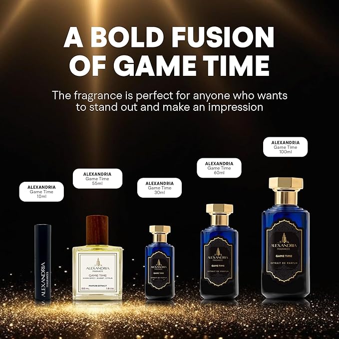 Alexandria Fragrances Game Time Extrait de Parfum - Luxury Long Lasting Perfume for Men & Women - Premium Unisex Fragrance with Sweet Airy Notes & Intoxicating scents - Perfumes Para Hombre 10ml