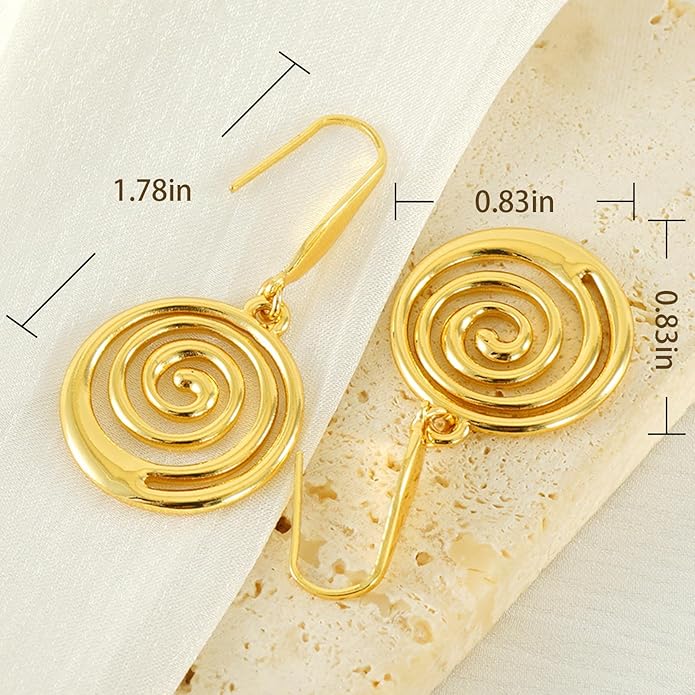 Gold Boho Necklace Earrings Set For Women Spiral Trendy Statement Jewelry Set Summer Beach Jewelry Gifts 18K Gold Plated