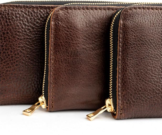 Portland Leather Goods Women's Accordion Zip Wallet – Handcrafted in Durable, Full-Grain Leather – 8 Card Slots & Secure Zippered Pocket – Coldbrew