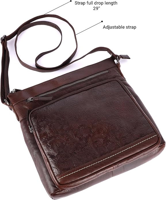 Olga Women's Extra-Large Genuine Leather Crossbody Purse – Soft Triple-Zip Shoulder Bag