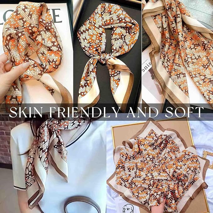 Dailyacc Hair Bandanas Scarf For Women Lightweight Fashion Neck Silk Satin Head Scarves For Sleeping Handbags Scarf