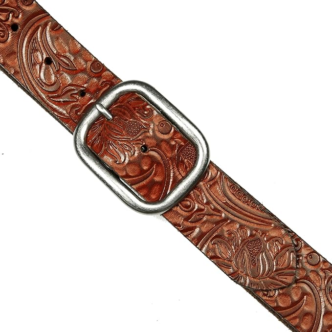 Lucky Brand Women's Embroidered Leather Belt | Stylish | Classic | Western-Inspired | American Heritage | Jean | Pant