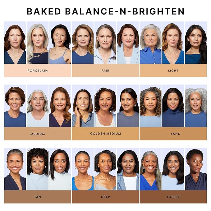 LAURA GELLER NEW YORK Award-Winning Baked Balance-n-Brighten Color Correcting Powder Foundation - Light - Buildable Light to Medium Coverage - Demi-Matte Natural Finish