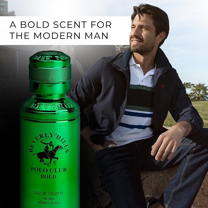 Beverly Hills Polo Club Bold Eau de Toilette Bonus Pack for Men | 3.4 Fl Oz Spray + 1.7 Oz & 0.5 Oz | Long-Lasting, Sophisticated Fresh Spicy Woody Fragrance | Signature Scent for Confidence