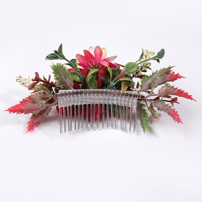 Flower Hair Clip for Women - Elegant Hair Accessory for Wedding, Party & Daily Wear (Burgundy)