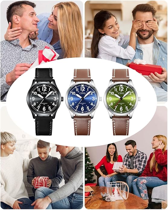 CIVO Analog Wrist Watches for Men: Waterproof Stainless Steel Mens Watches - Silver Watch with Easy Read Dial Men's Watch for Gift