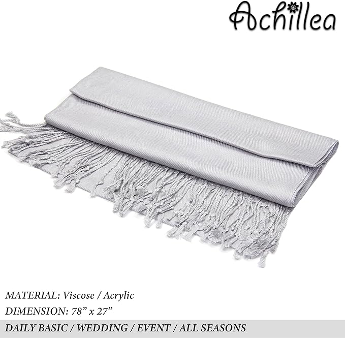 Achillea Soft Silky Pashmina Scarf for Women – Shawl Wrap for Evening Dresses, Bridesmaids, Weddings & Everyday Wear