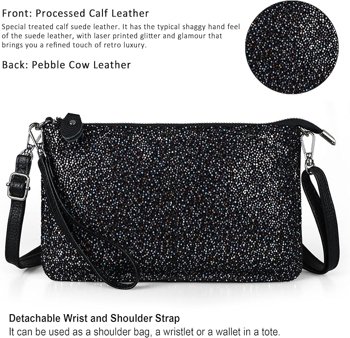 befen Genuine Leather Wristlet Clutch Wallet Purses Small Crossbody Bags for Women with RFID Blocking Card Slots