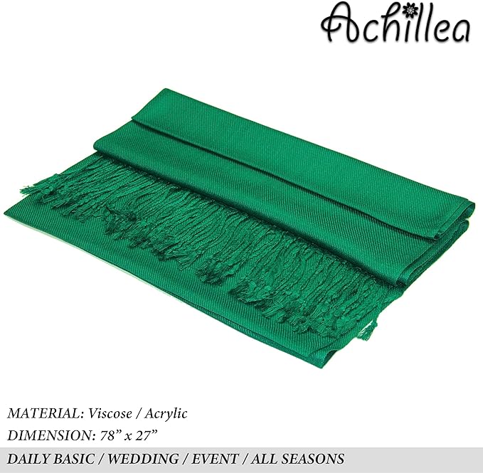 Achillea Soft Silky Pashmina Scarf for Women – Shawl Wrap for Evening Dresses, Bridesmaids, Weddings & Everyday Wear