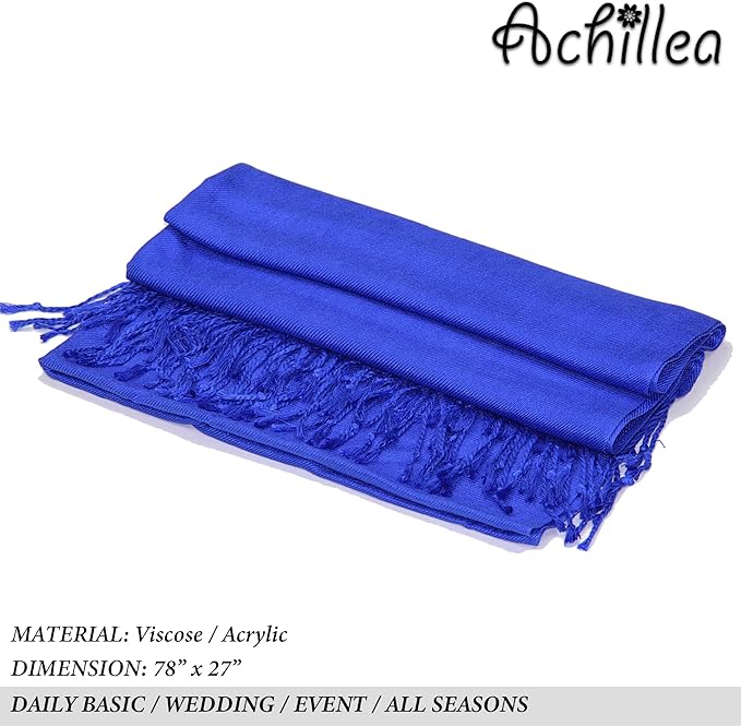 Achillea Soft Silky Pashmina Scarf for Women – Shawl Wrap for Evening Dresses, Bridesmaids, Weddings & Everyday Wear