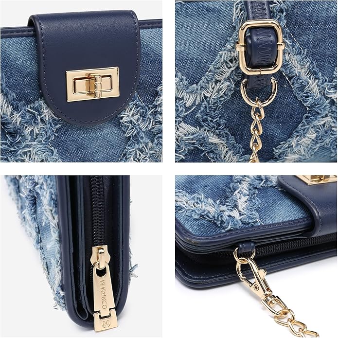 MKP COLLECTION Women Small Crossbody Shoulder Bag Zip Wallet Purse Handbags Clutch Credit Card Holder with Chain Strap