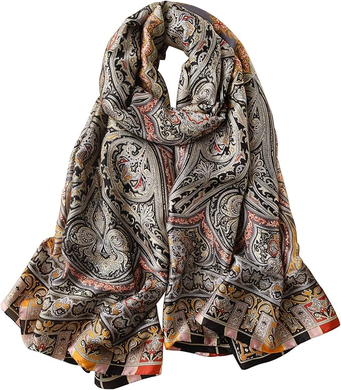 NUWEERIR Womens 100% Large Mulberry Silk Scarf Long Satin Scarf Fashion Lightweight Wraps