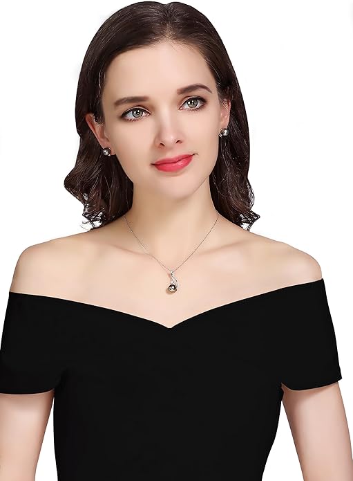 Birthday Gifts for Women - Black Pearl Necklaces for Women - Real 18K Gold Over Sterling Silver - Elegant Tahitian Black Pearl Jewelry - Anniversary·Gifts for Women - Christmas Gifts for Wife, Girlfriend, Her, Mom