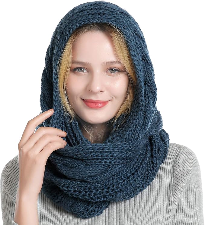 QUEENFUR Winter Women Thick Cable Knit Ribbed Infinity Circle Loop Scarf