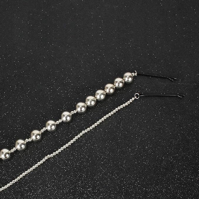 2PCS Dreadlocks Metal Tassel Ponytail Multi-Strand Hair Chain Prom Party Concave styling hair accessories hair extension chain with clip for girls and women (silver)