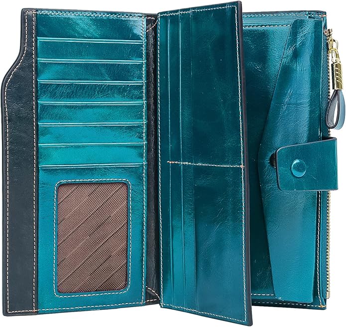YALUXE Women's Genuine Leather Wallet RFID Blocking Multi Card Holder with Cell Phone Pocket Mothers Day Gifts