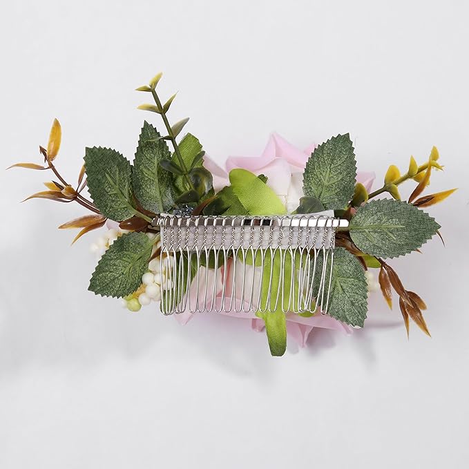 Flower Hair Clip for Women - Elegant Hair Accessory for Wedding, Party & Daily Wear (Peach)