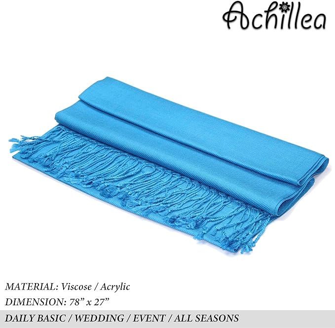 Achillea Soft Silky Pashmina Scarf for Women – Shawl Wrap for Evening Dresses, Bridesmaids, Weddings & Everyday Wear