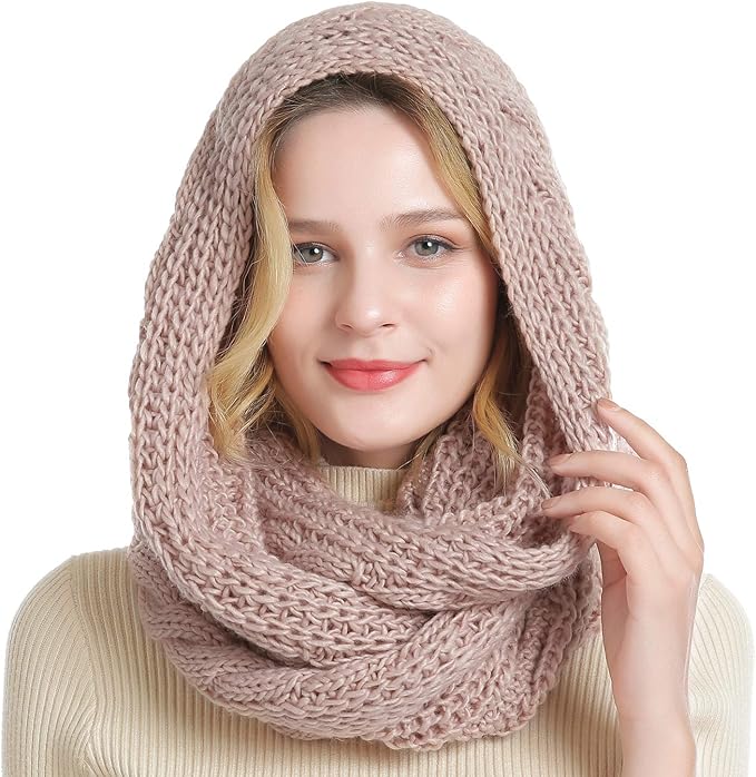 QUEENFUR Winter Women Thick Cable Knit Ribbed Infinity Circle Loop Scarf