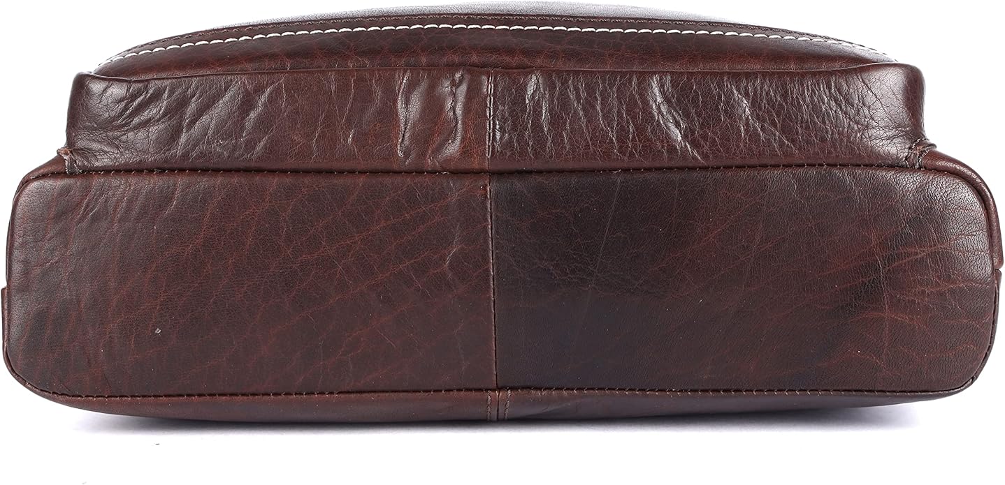 Olga Women's Extra-Large Genuine Leather Crossbody Purse – Soft Triple-Zip Shoulder Bag