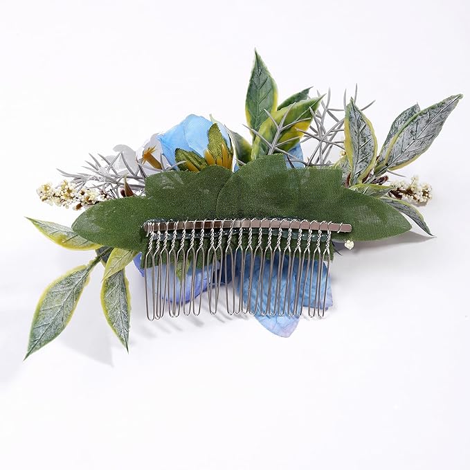 Flower Hair Clip for Women - Elegant Hair Accessory for Wedding, Party & Daily Wear (Blue)