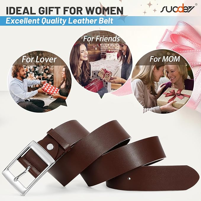 SUOSDEY Fashion Womens Leather Belts,Wide Waist Belt with Pin Buckle for Jeans Pants Dresses,1.5" width
