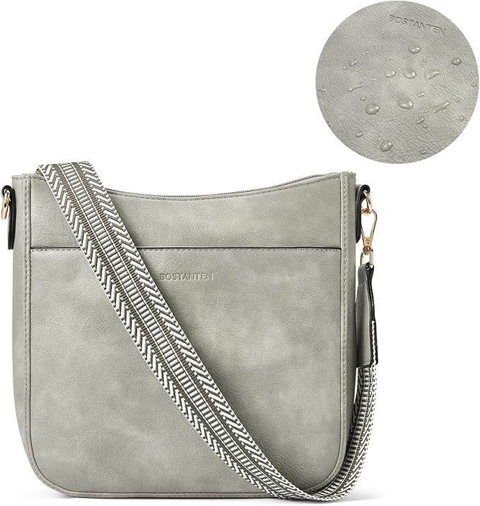 BOSTANTEN Crossbody Bags for Women Trendy Vegan Leather Hobo Purses Shoulder Handbags With Wide Shoulder Strap
