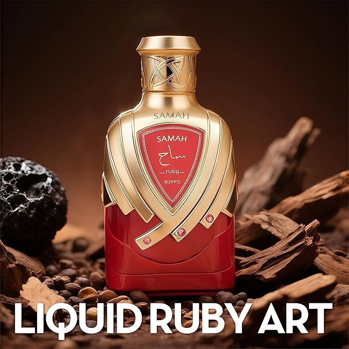 Samah Ruby Women's Gourmand Perfume Eau de Parfum -Saffron, Bitter Almond & Ambergris Luxury Scent with 24H Longevity | 3.4 Fl Oz 80% Vol Seductive Edible Fragrance