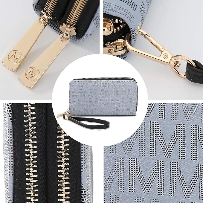 MKF Collection Wristlet Wallet for Women, Small Vegan Leather Credit Card Holder with Zipper Coin Pocket Wallet Purse Handbag By Mia K