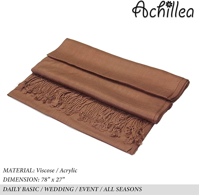 Achillea Soft Silky Pashmina Scarf for Women – Shawl Wrap for Evening Dresses, Bridesmaids, Weddings & Everyday Wear