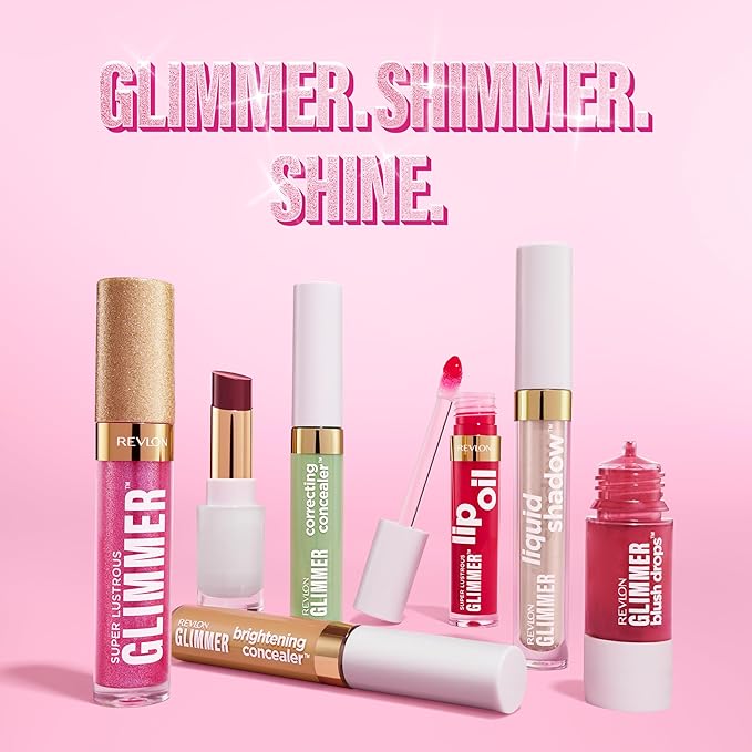REVLON Super Lustrous Glimmer Lip Oil, Moisturizing & Tinted, Shiny Finish, Made with Plant-Based Squalane, 009 Boiling Point, 0.13 fl oz
