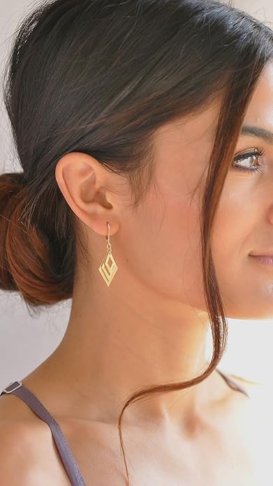 Gold Dangle Earrings for Women, 14K Gold Plated Lightweight Hypoallergenic Teardrop Drop Earrings, Trendy Leverback Minimalist Jewelry for Sensitive Ears Vacation Wear, 7-Styles