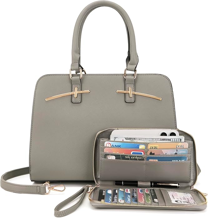 Purses for Women Handbag Wallet Tote Shoulder Hobo Bag Top Handle Satchel Purse Set 2pcs with 3 Compartments